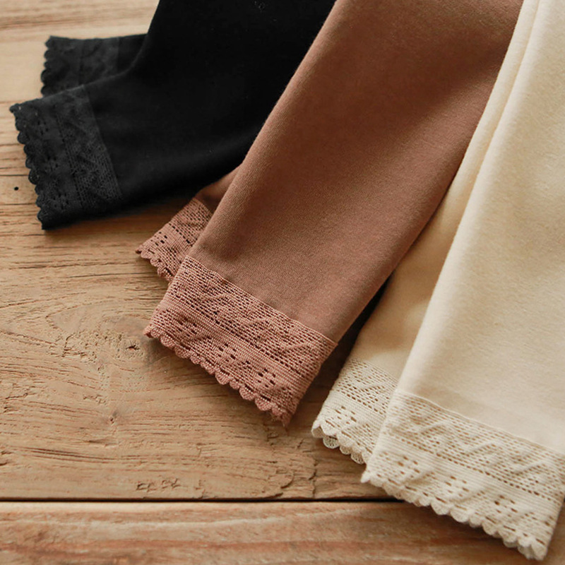 2024 Winter Strawberry Shan Korean Children's Girls Fashionable Outerwear Lace Trimmed Velvet Leggings Children's Clothes