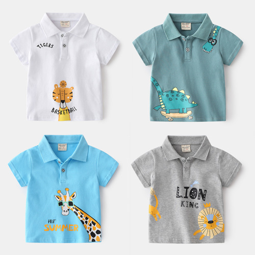 Lapel not hooded new summer style boy's handsome T-sleeve Korean style trendy bottoming shirt POLO shirt for children and babies