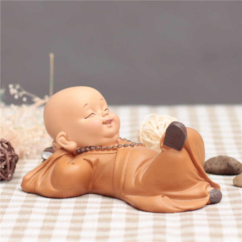 Creative Huineng Monk Ping An Car Decoration Desktop Buddhist Small Ornaments Resin Cute Cartoon Characters
