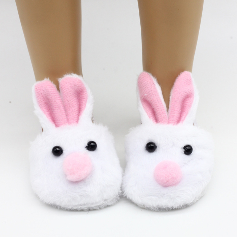 18-inch doll dress-up slippers, girl toy dolls, 18-inch white rabbit slippers, 3-point doll shoes