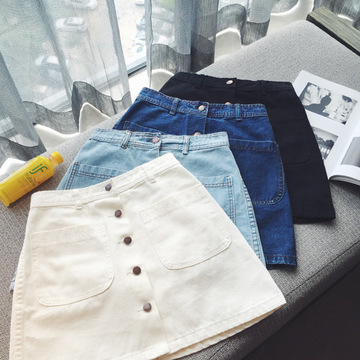 Denim skirt women's spring 2024 new Korean style versatile high-waisted A-line skirt ins student one-step hip-covering short skirt