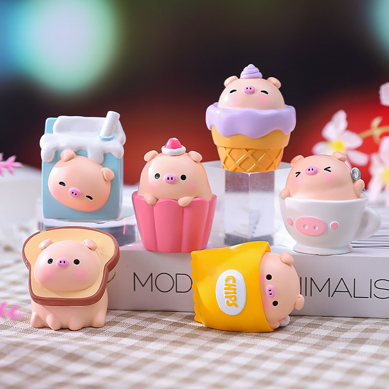 New Pig Coke Pig Ornament Cartoon Trendy Figure Student Collection Doll Desktop Gift Wholesale