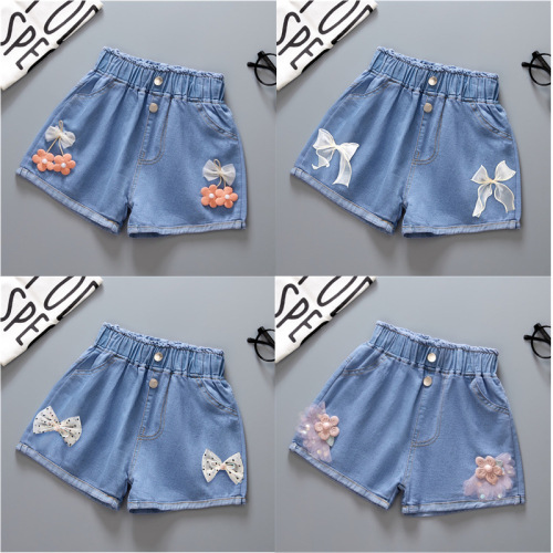 Children's clothing, girls' denim shorts, new thin, medium and large, children's and boys' outer shorts, wholesale trendy