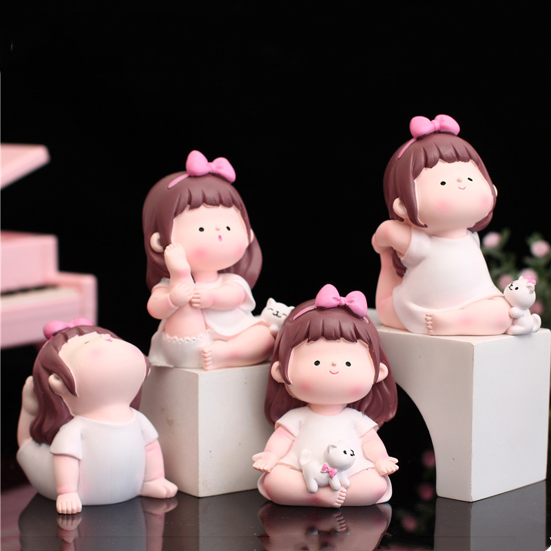Cartoon cute yoga little cute girl sports girl car ornaments birthday cake baking decorations student gifts
