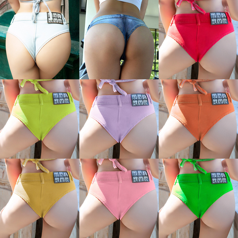 6201# New European and American summer women's sexy denim shorts hot pants ultra short jeans ripped nightclub women's clothing