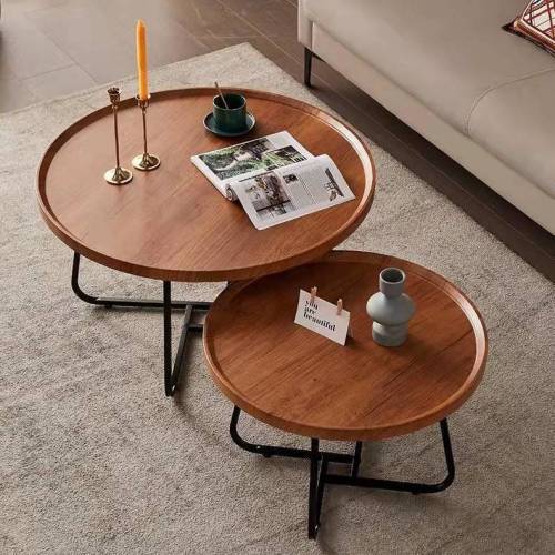 Nordic light luxury coffee table multi-functional coffee table modern simple living room household small apartment round combination coffee table table