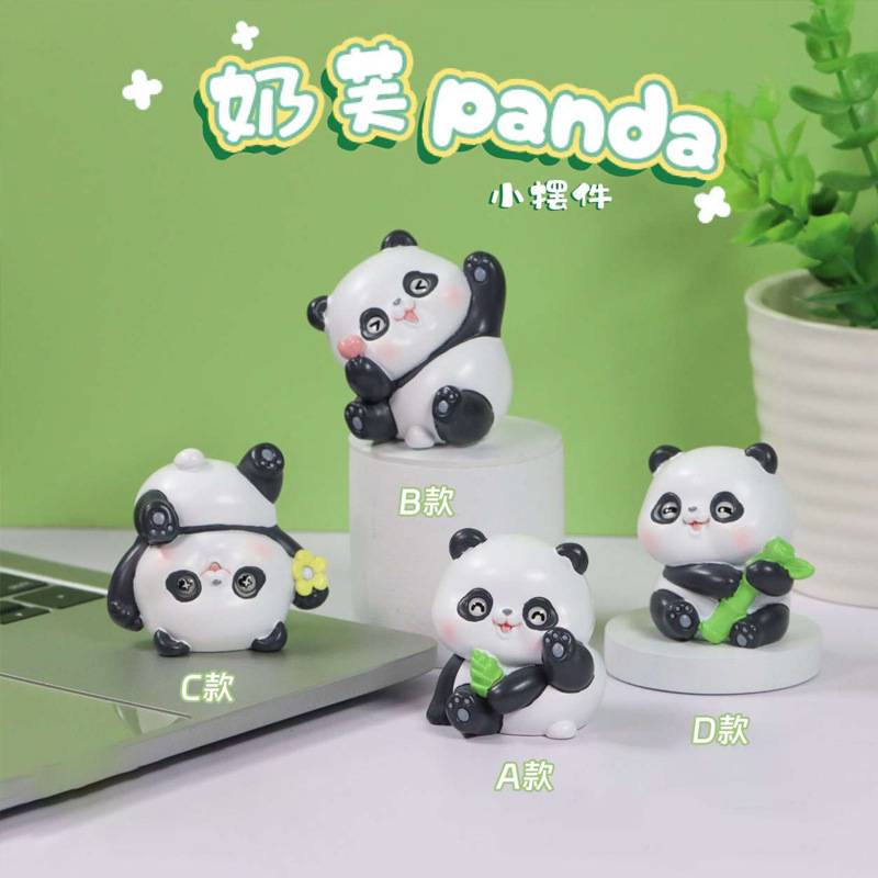 New milk panda ornaments cute internet celebrity panda resin doll home living room cake decoration gifts