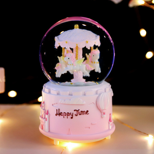 Creative gifts, carousel, crystal ball, birthday gifts for classmates, ornaments, unicorn music box, gift wholesale