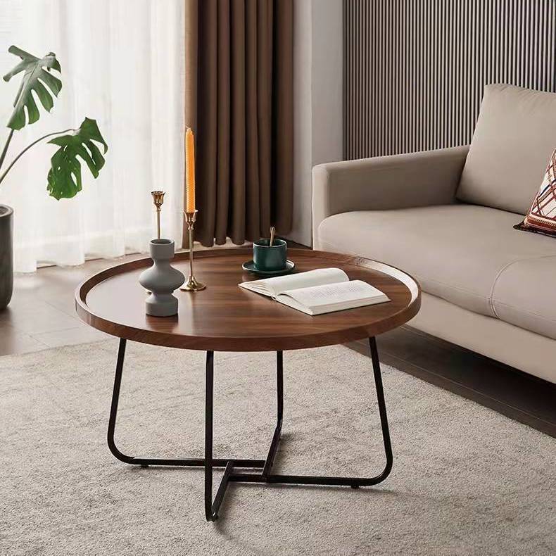 Simple small coffee table office geometric creative tea table iron wooden Internet celebrity small coffee table living room decoration small round table