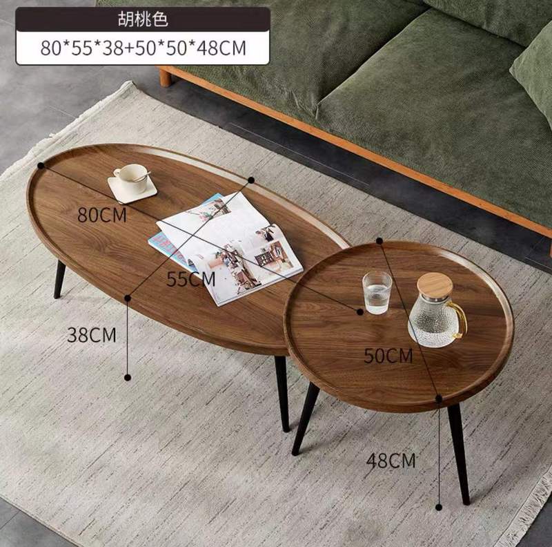 Coffee table simple modern Nordic simple home living room small apartment sofa side table small table wooden leg round tea table