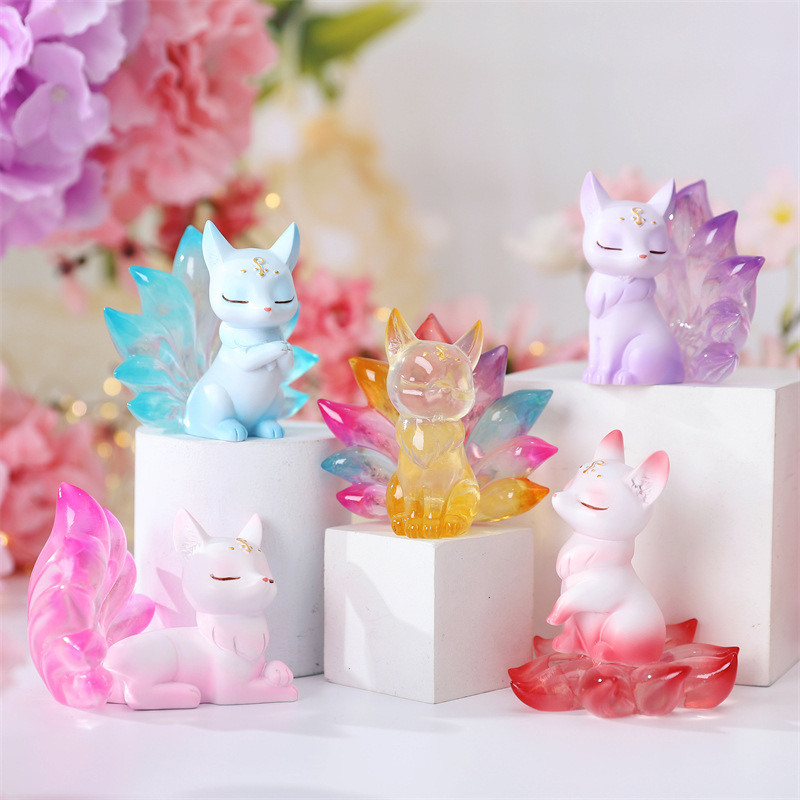 Internet celebrity new nine-tailed fox blind box national fashion ancient style hand-made office ornaments girls room desktop decoration gifts
