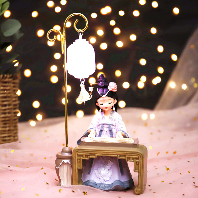 New retro style palace style exquisite girl series chess, calligraphy and painting ornaments night light travel crafts gifts