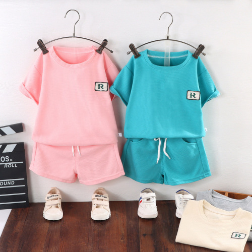 New summer children's short-sleeved suit for boys and girls, casual Korean clothes, baby shorts, summer children's clothing two-piece set