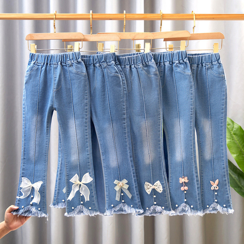Children's clothing wholesale girls jeans bell bottoms children's trousers little girls baby middle and large children casual pants