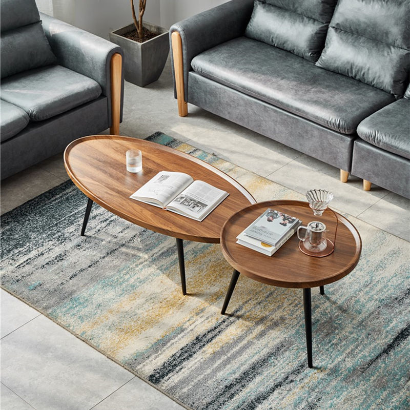 Light luxury Nordic small apartment living room coffee table simple modern home hotel creative sofa side table oval table