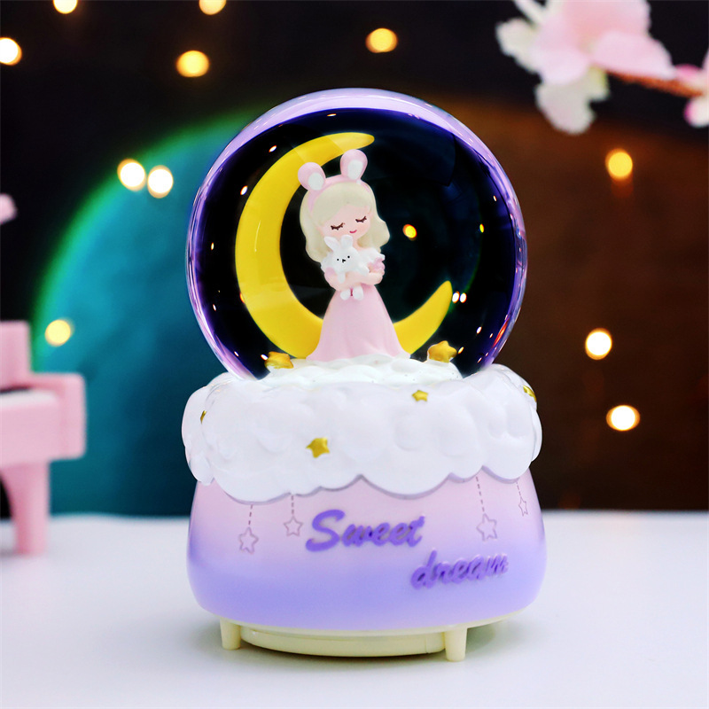 Dream girl crystal ball moon girl water polo music box Chinese Valentine's Day gift for girls holiday gift