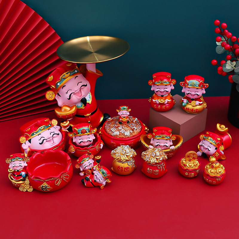 Creative New Year God of Wealth Series Tray Storage Ornaments Housewarming New Mascot Living Room Home Entrance Decoration
