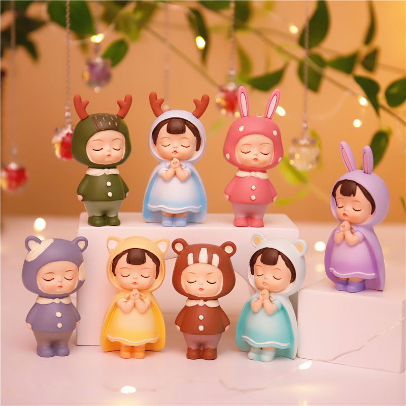 Manufacturer Forest Cute Baby blind box hand-made office cake baking decoration ornaments resin girl heart birthday gift