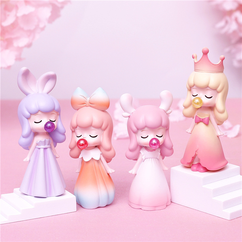 Dream girl heart car ornaments blowing bubbles for girls resin crafts cake decoration creative birthday gifts for women