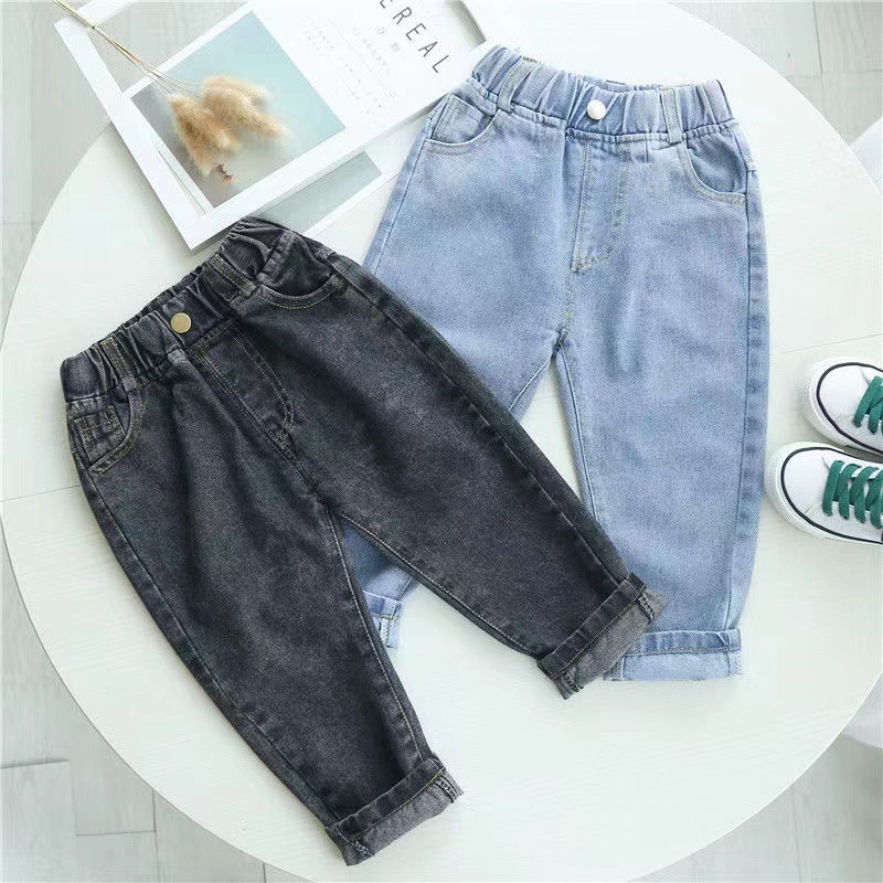 Boys' jeans spring and autumn thin children's spring clothing trendy children's simple spring trousers baby pants boys Korean version