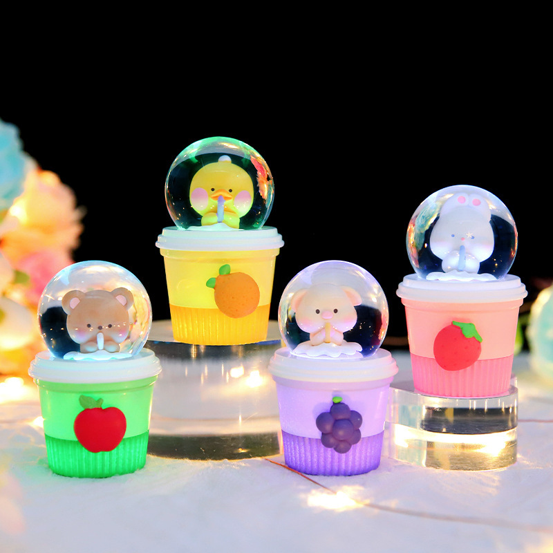 Creative Fruit Cup Crystal Ball Cute Mini 45# Luminous Water Ball Gift Resin Ornament Girlfriend Gift