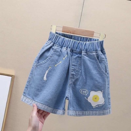 Children's clothing girls denim shorts summer new medium and large children's loose baby casual outer wear girls and children's shorts