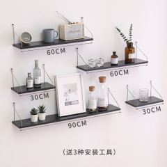 Wall literary bookshelf without punching wall bedside wall hanging wall decoration bedroom wooden bookshelf multi-functional partition