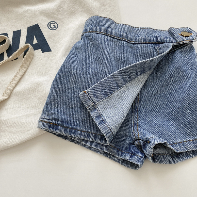 Girls denim culottes summer new children's Korean style button all-match shorts baby girl jeans 5515