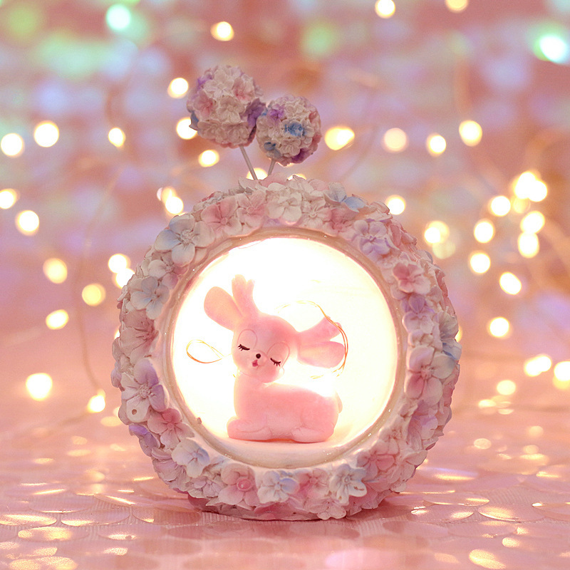 New Yulu You Star Lamp Hydrangea Girl Heart Ins Style Night Lamp for Girls Desktop and Bedside Decoration