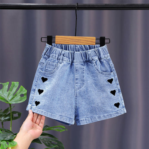 Girls denim shorts summer thin medium and large children's outer wear hot pants wholesale little girls pants