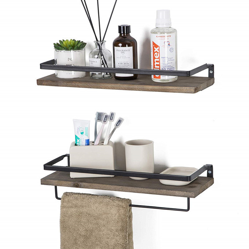Suspended wall storage rack solid wood floating rack bathroom storage rack kitchen living room wall-mounted partition storage rack