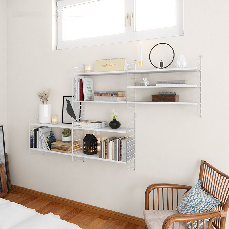 No punching wall rack wall decoration partition wall wall mounted set-top box router shelf bookshelf wall hanging