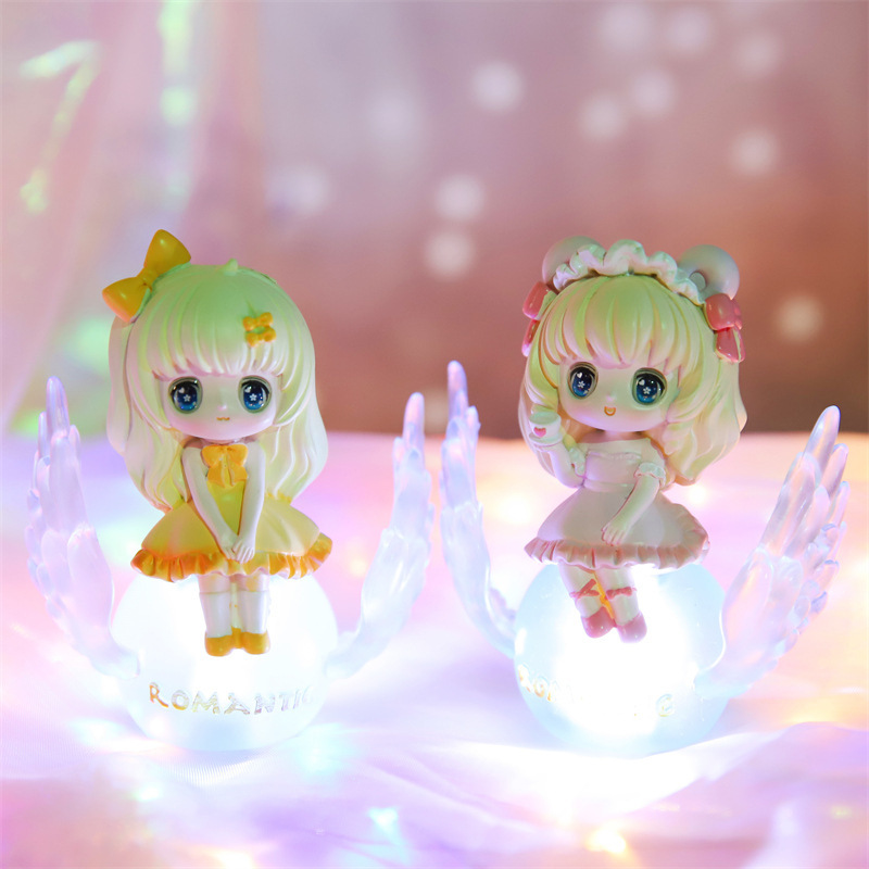 Creative fantasy galaxy with light blind box planet wings girl heart desktop decoration small ornaments surprise box small gifts