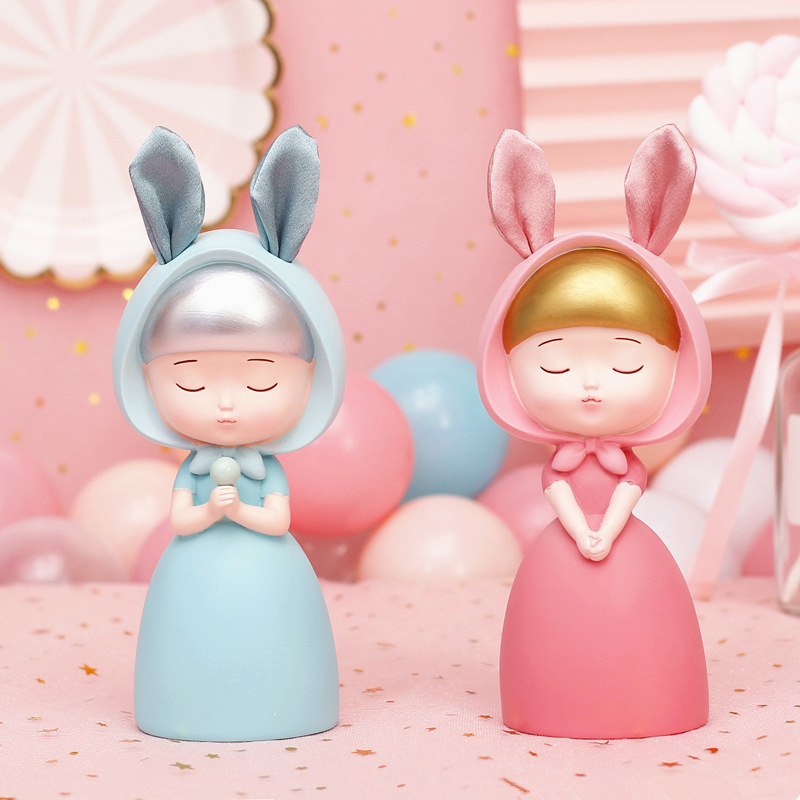 Rabbit girl ornaments light luxury style home living room TV cabinet decoration Nordic newly married girl birthday gift