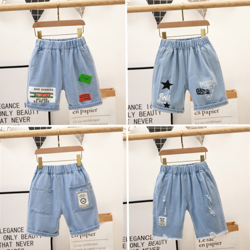 Children's clothing boys' denim shorts little boy's shorts medium and large children's hot pants baby shorts wholesale