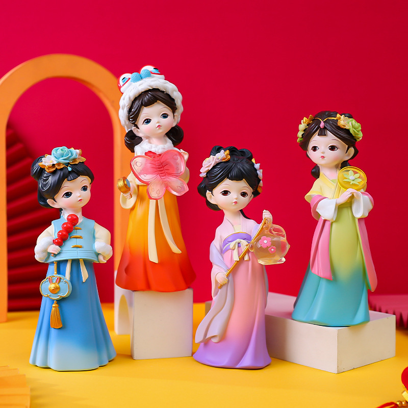 National fashion ancient style girl ornaments creative flourishing youth girl festive figures send friends and girlfriends New Year gifts