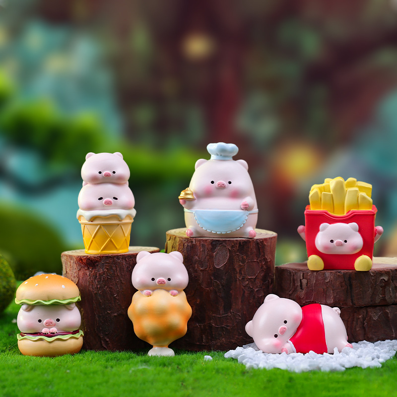 ins girly heart pig burger restaurant decoration cute pig mini doll desktop decoration manufacturer