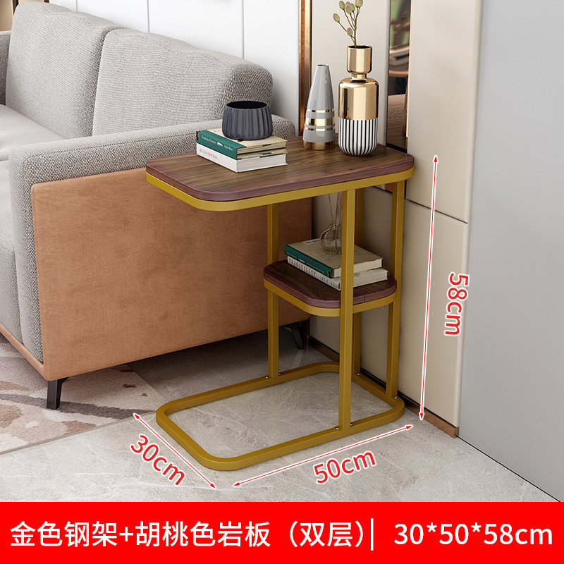 Small coffee table, simple living room sofa, European style home slate side cabinet, wrought iron removable economical corner table