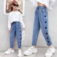 Wholesale children's clothing, girls' jeans, spring and autumn models, medium and large children's fashionable and loose, medium and large children's casual children's pants on behalf of