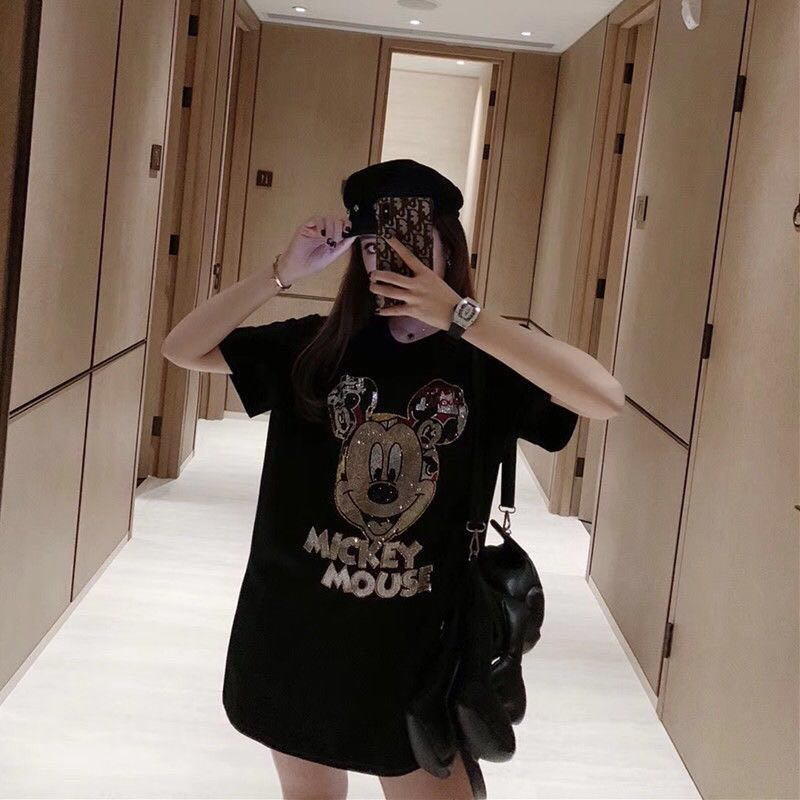 2024夏季新款米奇燙鑽短袖T恤女
