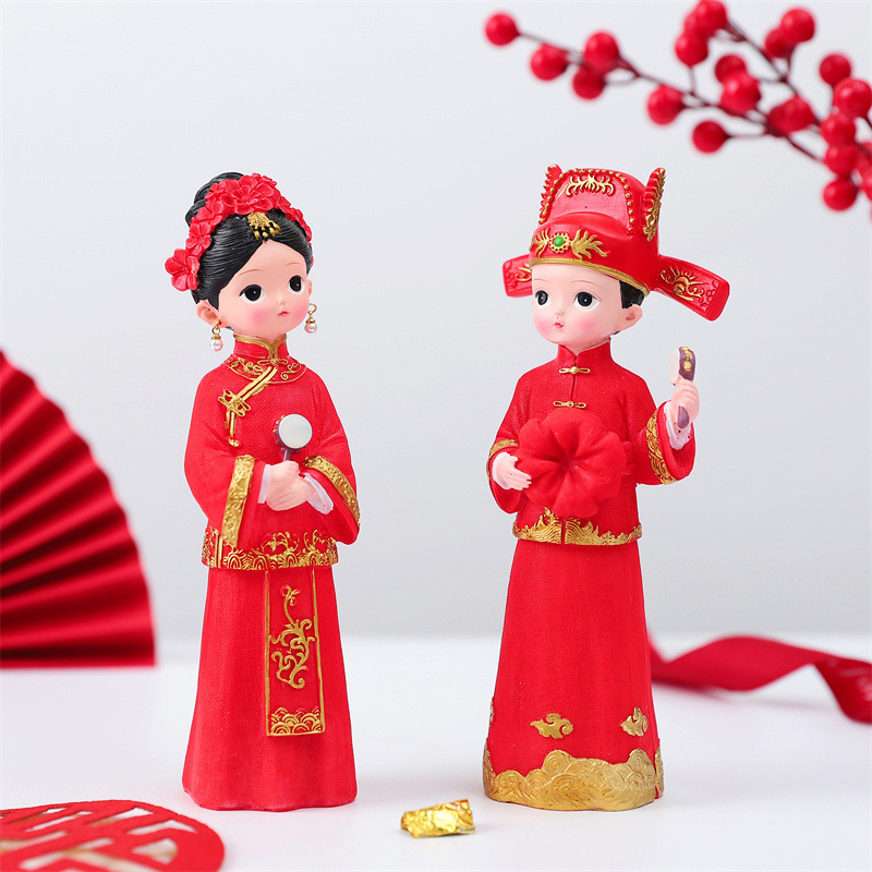 National trend festive wedding groom and bride ornaments happy and eternal marriage concentric wedding dolls hand-made wedding souvenirs