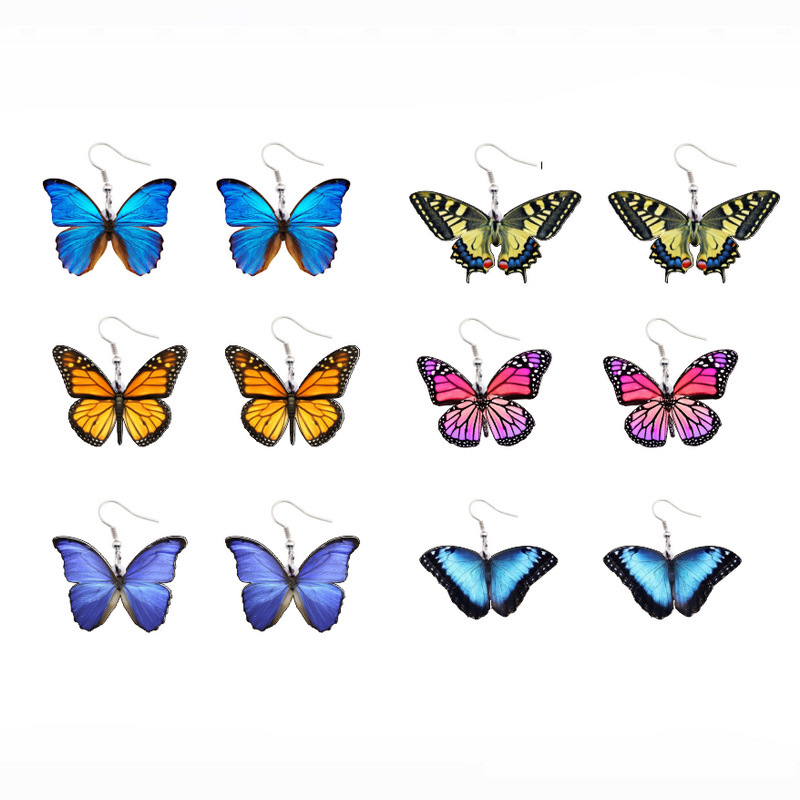Korean style butterfly wing long bridal earrings for women, personalized fashionable animal earrings, simulated cicada wing earrings