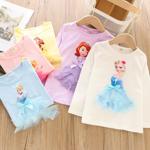 Girls princess bottoming shirt autumn new long-sleeved T-shirt little girl Amazon cross-border supply manufacturer