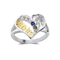 wish hot sale grandma letter colored diamond ring love flower diamond ring holiday gift wholesale