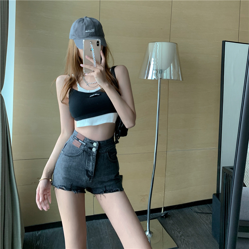 實拍 流蘇韓版春夏裝牛仔短褲寬鬆闊腿A字熱褲女