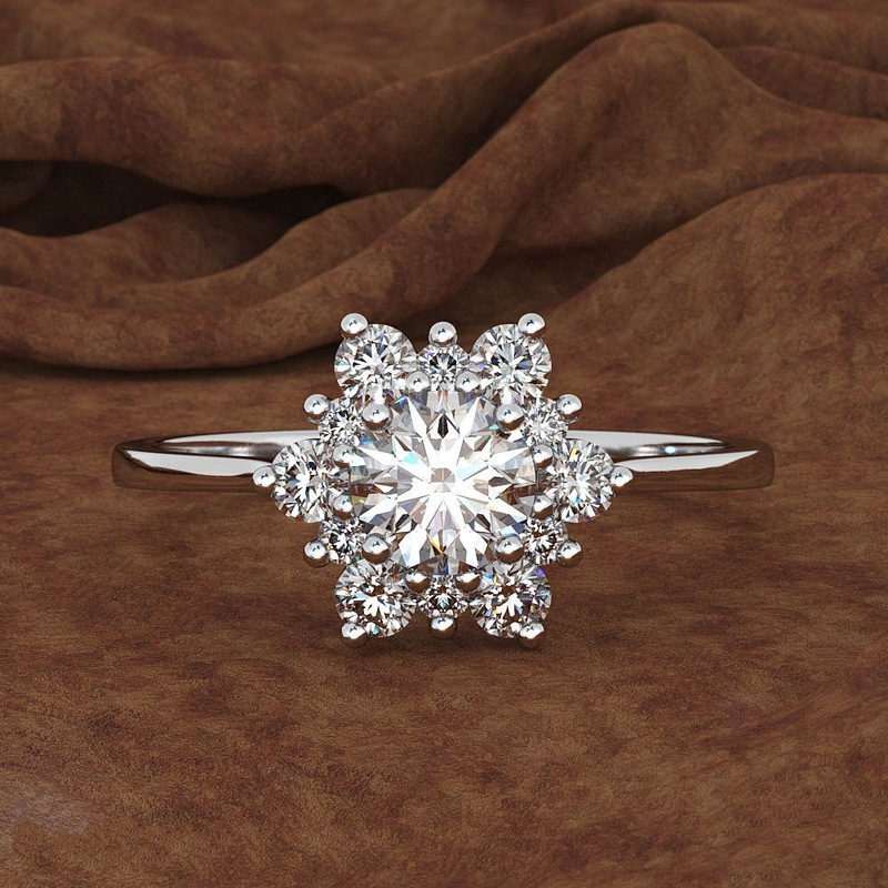 Dinghao cross-border hexagonal diamond ring fashionable simple rose gold snowflake ring hot selling jewelry wholesale
