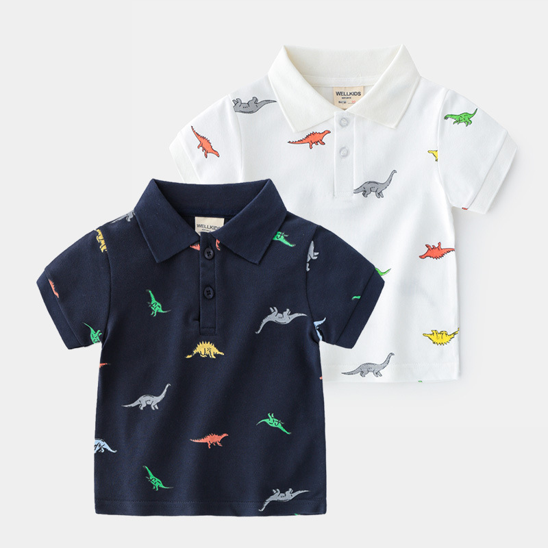 Summer boys' cartoon short-sleeved POLO shirt, fashionable, casual and trendy children's T-shirt, moisture-wicking cotton short-sleeved shirt