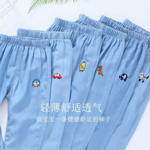 Children's anti-mosquito pants for outer wear, summer thin jeans, baby trousers, trendy summer trousers for boys and girls, small and medium-sized children