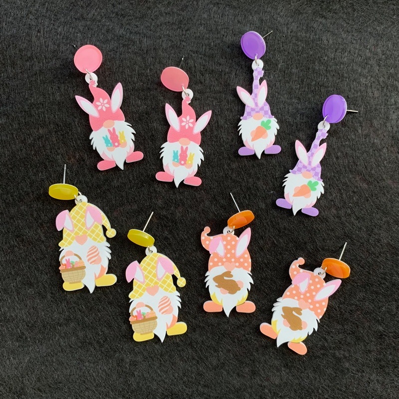 Cross-border Easter Bunny Gnome Bearded Old Man Earrings and Studs