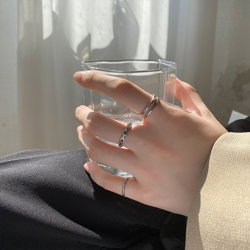 s925 sterling silver ring for women Japanese and Korean fresh temperament niche love index finger ins trendy Internet celebrity cold wind tail ring